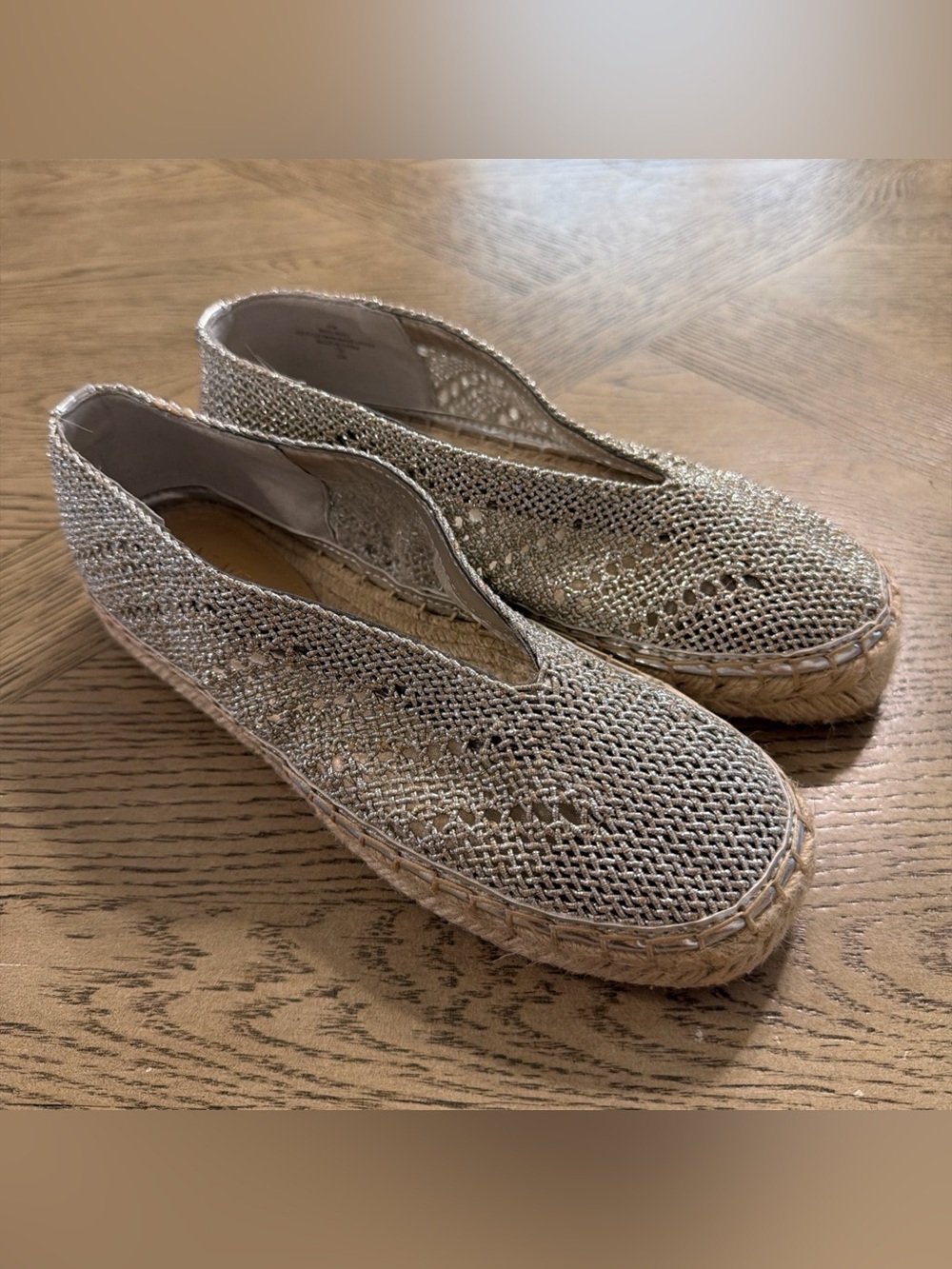 Women's Rorie Woven Slip-On Espadrille Flats Silver SZ 6